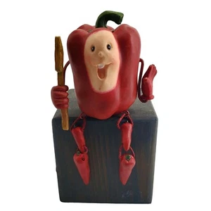 Shelf Sitter Anthropomorphic Red Bell Pepper Collections Etc. Resin Cook Spatula - Picture 1 of 7