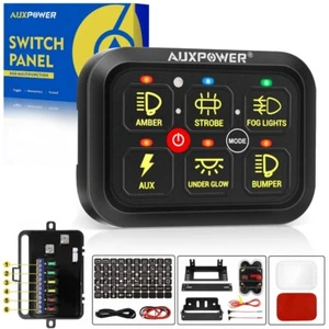 6 Gang On/Off Switch Panel Toggle Circuit Relay System Kit Blue for Chevy Pickup - Picture 1 of 12