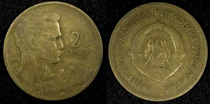 Yugoslavia Aluminum-Bronze 1955 20 Dinara 1 Year Type KM# 34 (24 540) - Picture 1 of 3