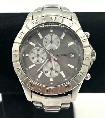 Fossil Watch Blue CH-2331 Men's 42mm Gray Dial Chronograph Diver Watch Wide Link - Image 1 of 4