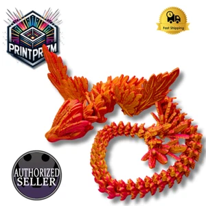 3D Printed Flexi Cinderwing3D Articulated Large Crystal Wing Dragon Green/Purple - Picture 1 of 2