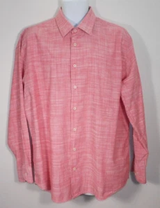 487-M249-2V  VIYELLA LONDON Streaky peach long sleeves fine cotton dress shirt. - Picture 1 of 7