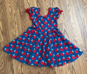 Eleanor Rose girls bluish green with red apple dress size 5-6 - Picture 1 of 6