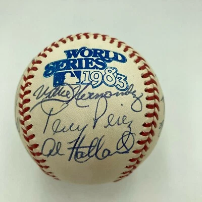 1983 Philadelphia Phillies NL Champs Team Signed World Series Baseball PSA DNA - Image 1 of 4