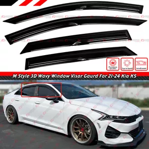 FOR 2021-2024 KIA K5 M STYLE 3D WAVY WINDOW VISOR SUN RAIN GUARD WIND DEFLECTOR - Picture 1 of 6