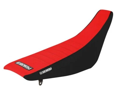 2003-2017 HONDA CRF 230 Seat Cover Gripper  BLACK SIDES / RED PLEATED TOP  #149 - Image 1 of 4