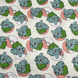 LC2106 Pokemon Bulbasaur Sketch Woven Cotton - Picture 1 of 1