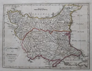 1819 Bartolomeo Borghi Mappa Geografica La Bulgaria e Romania - Picture 1 of 2