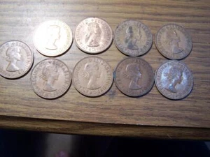 9 British U K One Penny Coins 1961,4x 1967,2x 1964 ,1961,1965 8 photos - Picture 1 of 8
