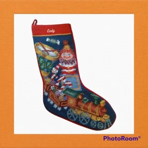 Vintage Bucilla Cross Stitch Stocking Christmas Ornaments Velvet Personalized - Picture 1 of 6