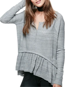 Camisa Henley Térmica We The Free People Coastline Peplum Top S Tejido Waffle - Imagen 1 de 9