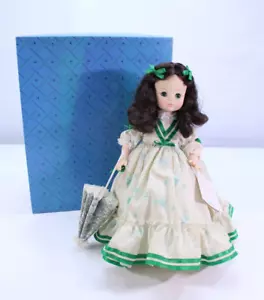 Vintage Madame Alexander Scarlett 1591 Puppenkleid Regenschirm schwarze Haare grüne Augen 13 Zoll - Bild 1 von 16