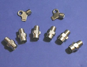 6 Radiator Chrome Plated Brass Key Operated Air Bleed Coin Valves 1/8" & 2 Keys - Picture 1 of 7