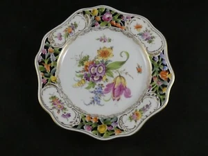 Carl Thieme Reticulated Pierced Porcelain Plate Floral Potschappel Dresden - Picture 1 of 9