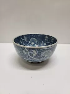 Tazón de sopa vintage japonés Aritayaki Wako-en Ginko Arabesque 6" azul Japón - Imagen 1 de 6