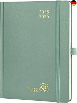 POPRUN Kalender 2025 2026 Buchkalender Hardcover, ca. A5 (22 x 16,5 cm),