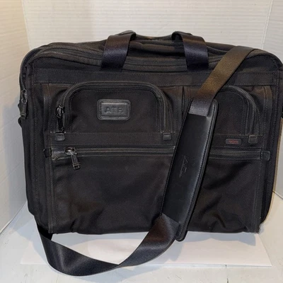 Tumi Alpha Expandable Laptop Briefcase Bag Nylon Work Career Travel Black - Image 1 of 4
