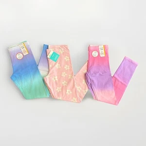 Wonder Nation Way to Celebrate Leggings Flower Ombre Lot of 3 Girls L 10-12 NEW - Picture 1 of 11