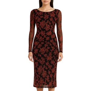 Fuzzi Jean Paul Gaultier Red Floral Mesh Ruched Bodycon Dress S Cocktail Goth - Picture 1 of 8