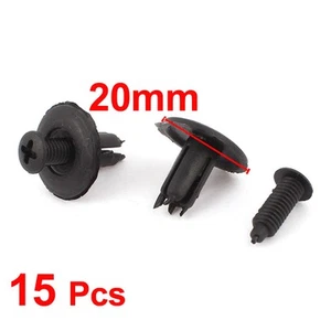 15 Pcs Black Car Bumper Fender Push in Type Plastic Rivets Fastener 8mm Dia Hole - Picture 1 of 1