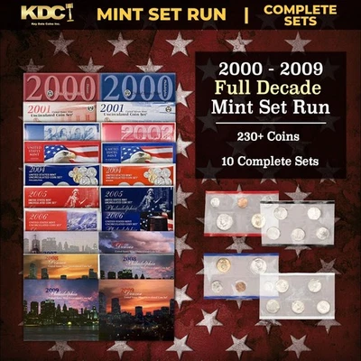 2000-2009 Full Decade United States Mint Set Run - 230+ Coins, 10 Complete Sets - Image 1 of 4