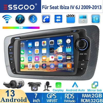 Für Seat Ibiza IV 6J 2009-2013 DVR 32G Android 14 Carplay Autoradio Navi RDS Kam - Bild 1 von 4