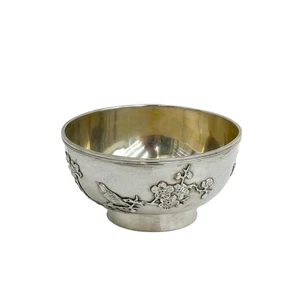 Wang Hing & Co Hong Kong Chinese Export Silver Bowl Cherry Blossom Birds c1890 - Picture 1 of 6