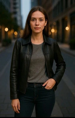 Chaqueta Danier Pesada de Cuero Genuino XS Gruesa Negra Cremallera Forro Extraíble Acolchada Foto 1 de 4