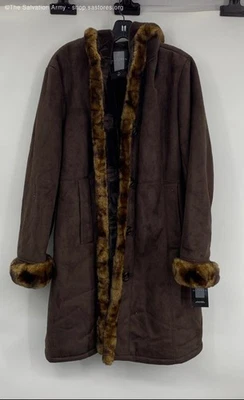 Miss Gallery Women's Brown Long Sleeve Hooded Button Front Overcoat Size XL - Image 1 of 4