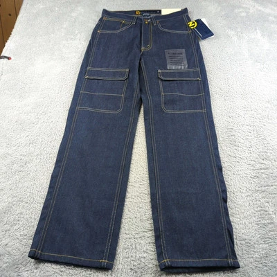 Vintage Nautica Jeans Boy 14 W27 Blue Dark Raw Baggy Army Cargo Y2K 90s NOS - Image 1 of 4