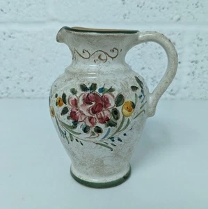 Deruta Italy Floral Jug Creamer Small Art Pottery Ceramic 12cm - Picture 1 of 12