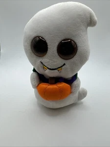Ty Beanie Babies Scream Big Eyes White Ghost Halloween Pumpkin Stuffed Animal - Picture 1 of 5