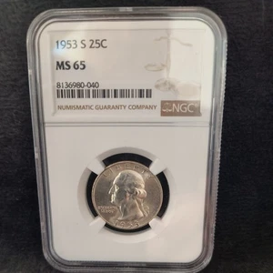 1953 S Silber Washington Viertel - NGC MS65 Brown Label - Bild 1 von 4