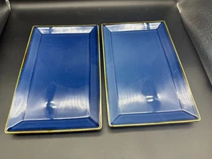 Pottery Barn Blue Asian Lot 2 Sushi Serving Trays Blue 10 1/2" x 7" scratches - Picture 1 of 7