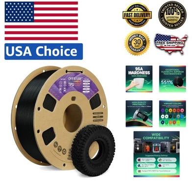 Filamento TPU versátil 1kg, 1,75mm macio 95A para aplicações 3D criativas - Imagem 1 de 4