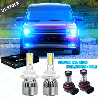 For Ford Flex 2009-2018 8000K LED Headlight Hi/Lo + Fog Light Bulbs Combo Kit - Image 1 of 4