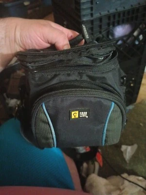 SLR Black Blue Inside Zoom Camera Holster Case by Case Logic w Shoulder Strap - Image 1 of 4