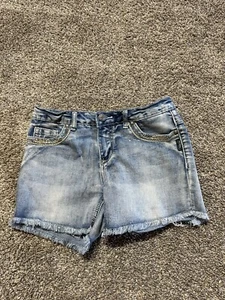 Silver Jeans Shorts Girls 16 Stretch Denim Lacy Low Rise Med Wash 2.5" Inseam - Picture 1 of 9