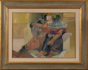 Walter Cremonini/1924-2007/ woman sitting drinking - Picture 1 of 9