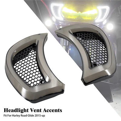 Headlight Vent Accent LED Light w/ Smoke Lens Fit For Harley Road Glide 2015-23 - Image 1 of 4