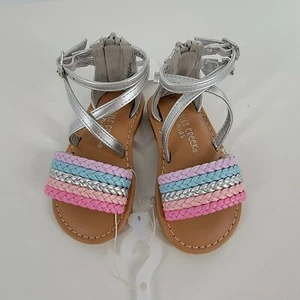 Falls Creek Kids Toddler Pink Silver Girl Lily Sandals Size 5 NEW WITH TAGS - Picture 1 of 3