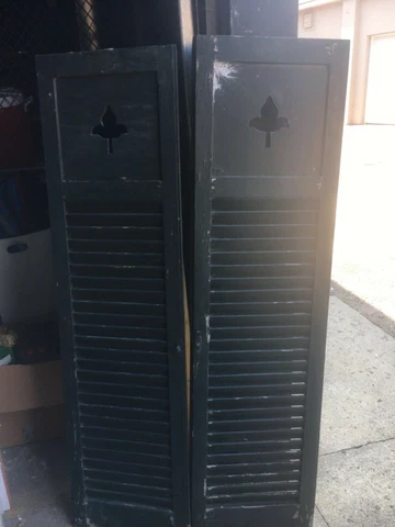 PaiR c1910 fleur de lis cutout design house shutters 63” x 17” New Britain CT Cover