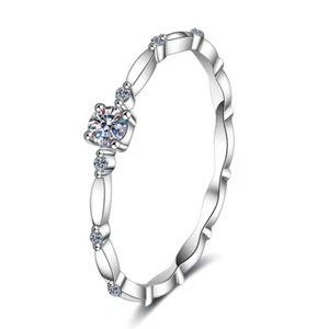 Anello Fascia Fidanzamento Donna Argento Sterling 925 VVS1 Moissanite Passaporto Tester - Foto 1 di 14