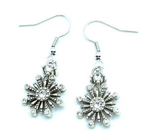 Brighton Mira Crystal Snowflake White Holiday Winter Silver Earrings NWOT - Picture 1 of 10