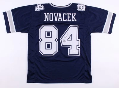 Jay Novacek SIGNED #84 Dallas Cowboys blue XL jersey w/JSA Witnessed COA - Image 1 of 3