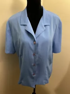 Briggs Damen V-Ausschnitt kurzärmelige blaue Bluse mit Kragen Größe 16 - Bild 1 von 10