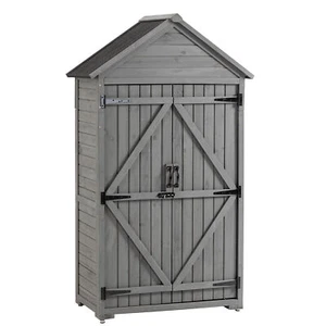 Outdoor Storage Cabinet,Garden Wood Tool Shed,Outside Wooden Shed Closet wit - Picture 1 of 9