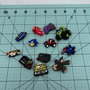 12 Shoe Charms for Croc Boy Speed Racer Sonic Trains Taxi Gaming - Picture 1 of 6
