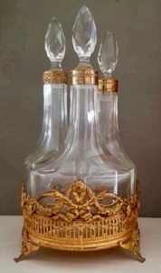 Antikes französisches Bronze Doré montiert Parfüm Flakon Set - Bild 1 von 2