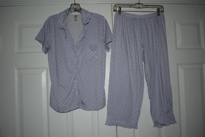 Conjunto de pijama de 2 piezas a lunares blancos púrpura talla S Jessica Simpson para mujer Foto 1 de 4